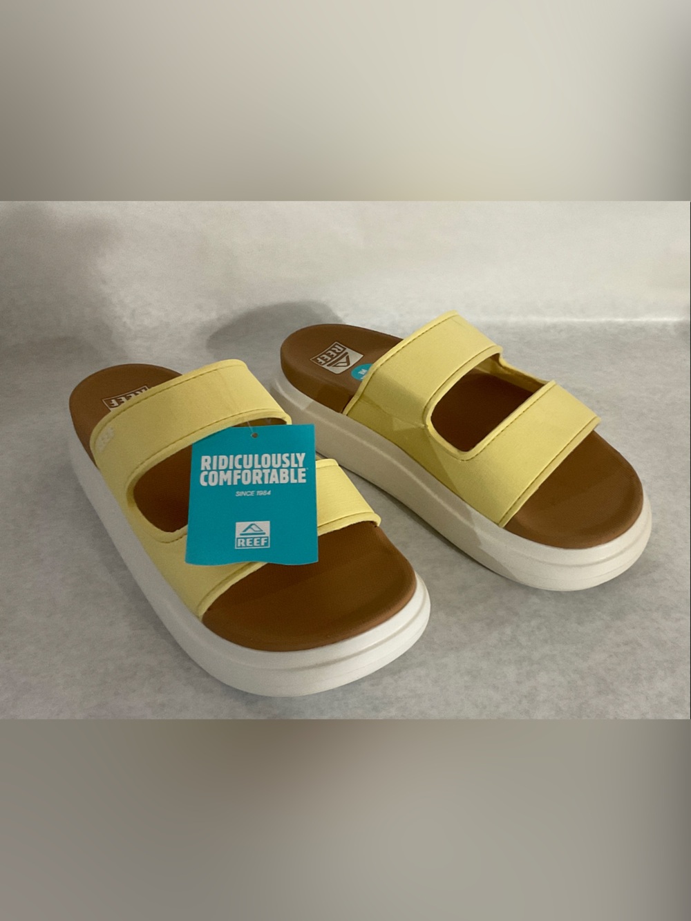 Reef Kids Pale Yellow Double-Strap Slide Sandals